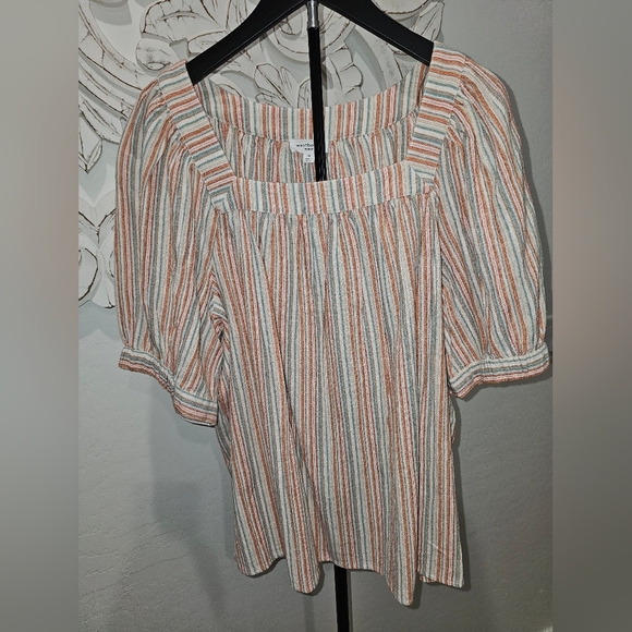 Westbound Tops - NWT 100% Cotton Westbound Multicolor Striped Blouse - 1 & 2X